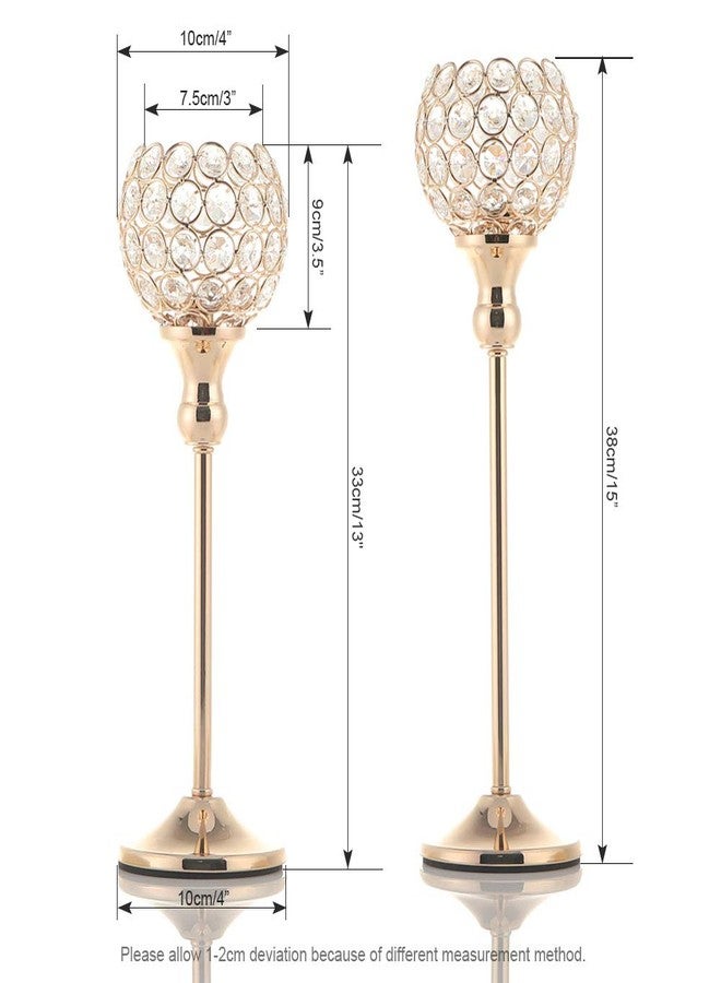 VINCIGANT Pack of 8pcs Candle Holders for Pillar Candles,Gold Candle Holders Bulk Wedding Centerpieces Metal Crystal Candlestick Holders Stand for Table Party Church Decor - Image 3