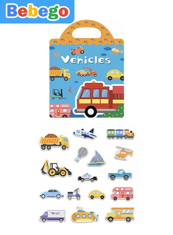 BEBEGO High-Quality Reusable Sticker Book for Youngsters - 2 Unique Themes Including Ocean Animals, Vehicles - Easy Peel & Stick, Multi-Color Cartoon Illustrations - Ideal for Festive Gifts (Eid al-Fitr, Eid al-Adha, Dubai Shopping Festival) - Cute Stickers, Perfect for Winter & New Year Celebrations | 23.5X31CM - Image 3