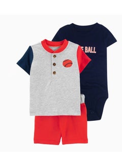 SKT Shiketro Spring and Summer Boys Climbing Clothes T-shirt Shorts Triangle Bodysuit Baby Boys Home Clothes 3-piece Set 