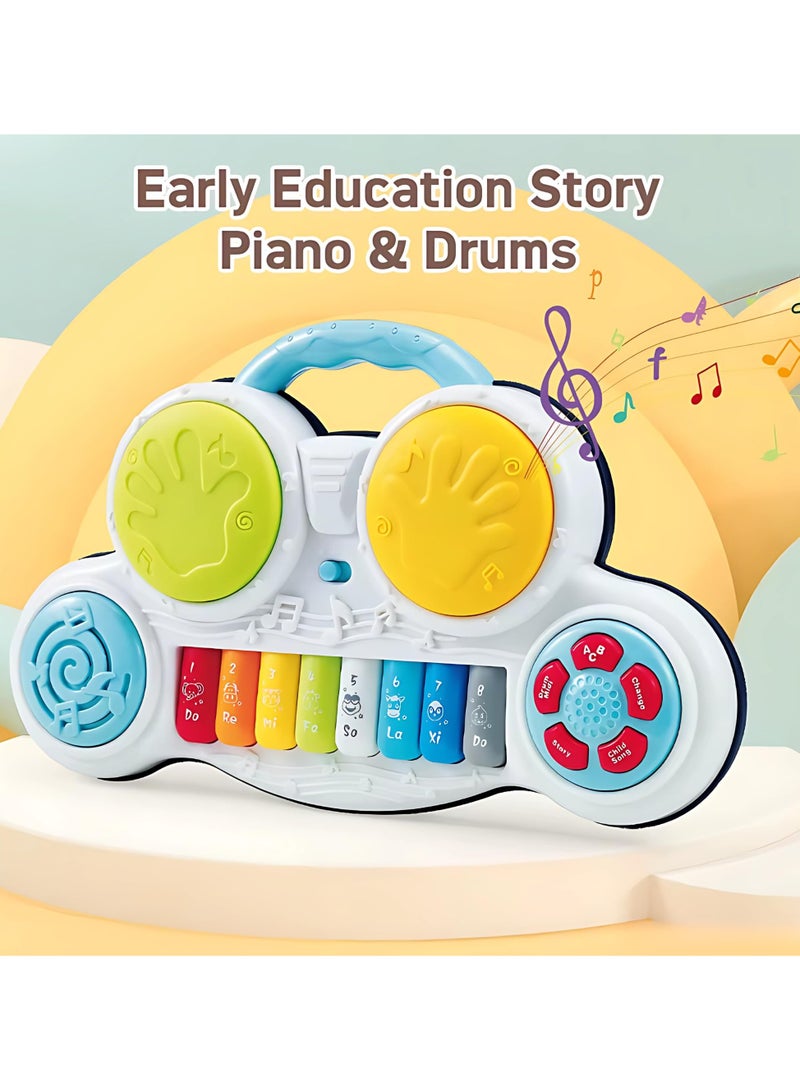 Youleen Early Education Story Piano & Drums ,2-in-1 Music Forest Piano Toy – 8-Key Educational Keyboard with Music Score, Lights & Beats, Fun Learning Musical Toy for Babies & Toddlers - Image 2
