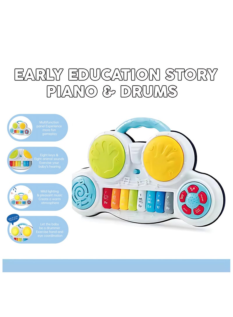 Youleen Early Education Story Piano & Drums ,2-in-1 Music Forest Piano Toy – 8-Key Educational Keyboard with Music Score, Lights & Beats, Fun Learning Musical Toy for Babies & Toddlers - Image 4