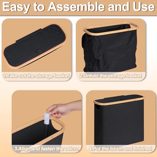 efluky Toilet Paper Basket 28L, Toilet Paper Holder with Lid for Bathroom, Free Standing Storage Organizer Holds Up to 9-12 Rolls (Black, 1) - Image 5
