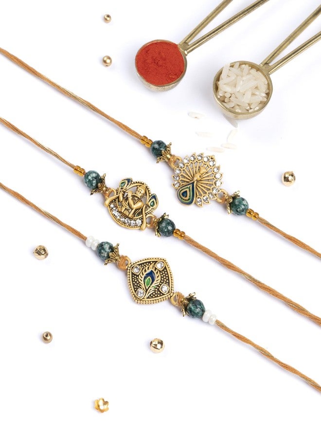 DORE® Set of 3 Rakhi Set For Brother Vrindavan Vihari Rakhi Set - Image 1