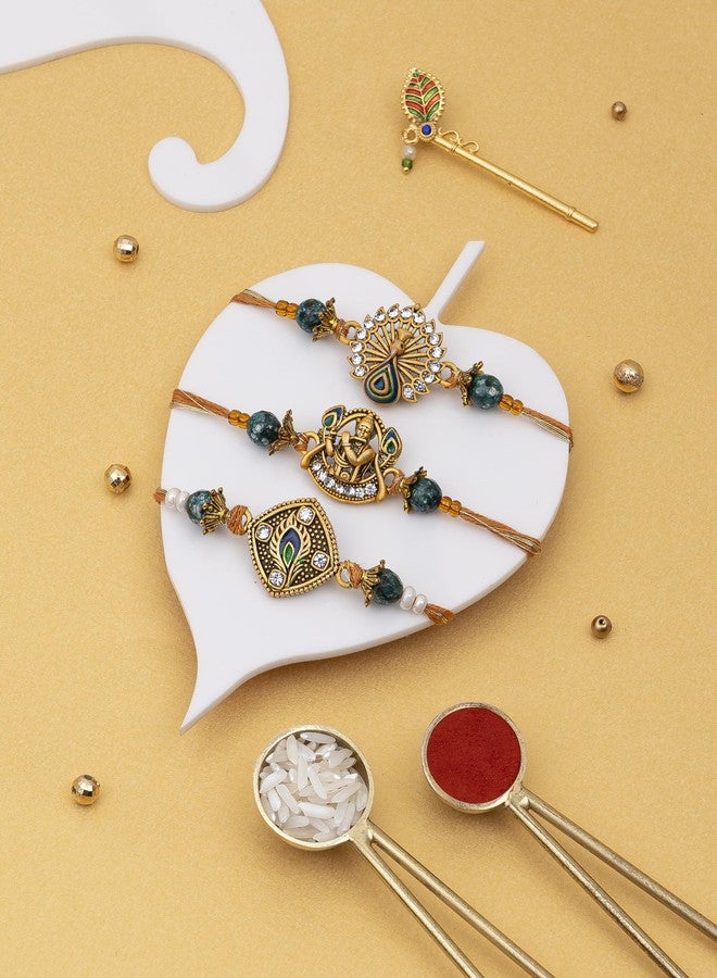 DORE® Set of 3 Rakhi Set For Brother Vrindavan Vihari Rakhi Set - Image 2