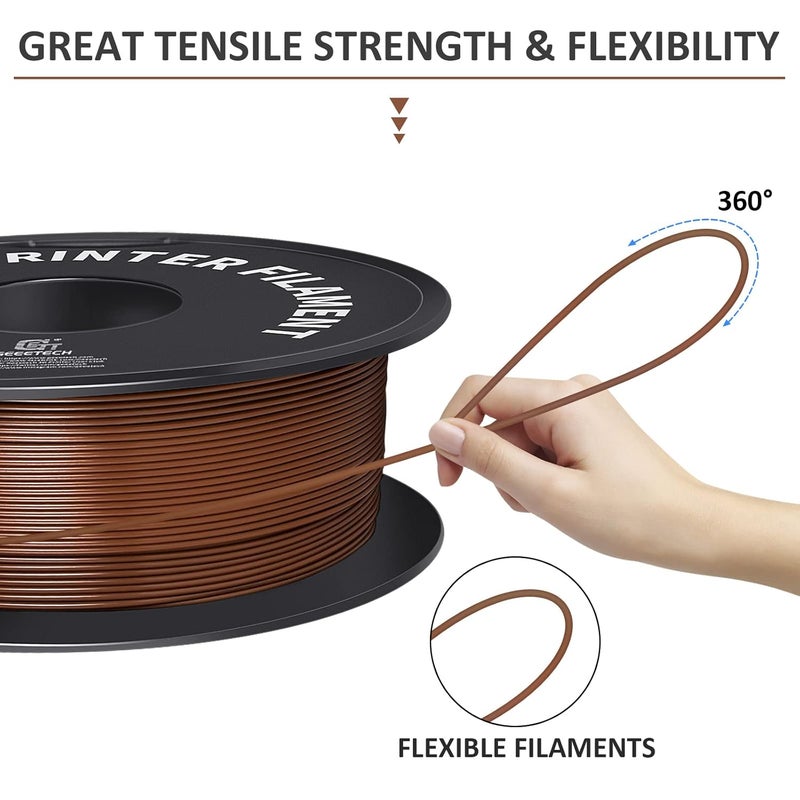 Geeetech PLA Filament 1.75mm Brown, Neatly Wound 3D Printer Filament 1kg Spool (2.2lbs), Dimensional Accuracy +/- 0.02 mm, 3D Printing Filament Fit Most FDM Printer, New Brown - Image 2