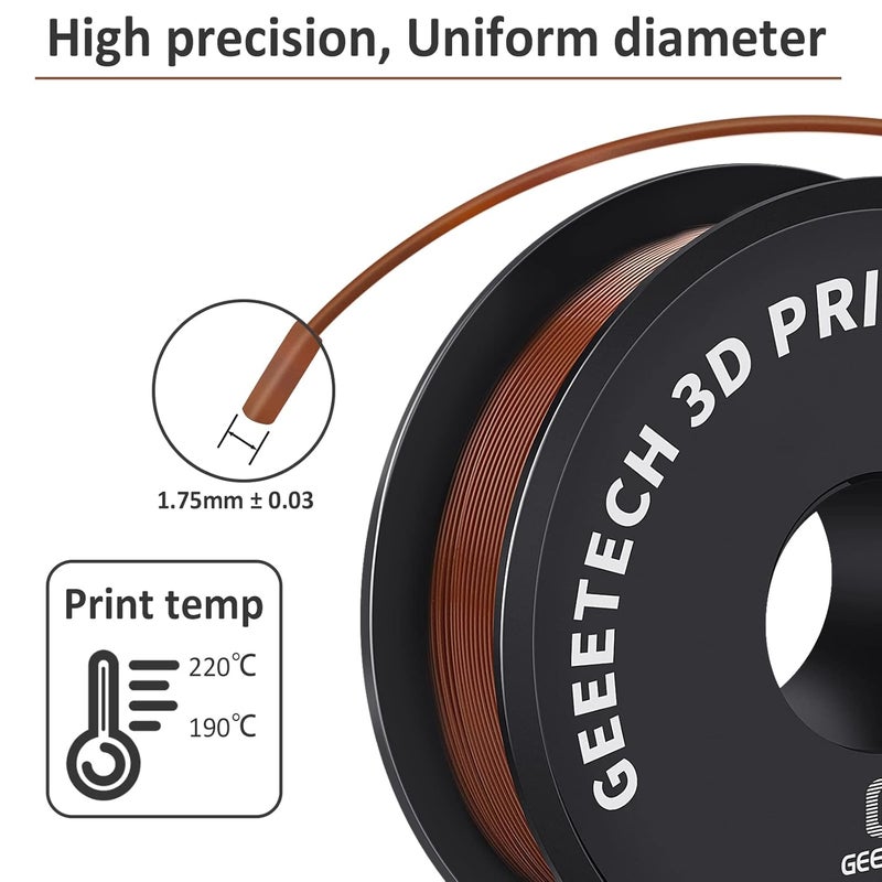 Geeetech PLA Filament 1.75mm Brown, Neatly Wound 3D Printer Filament 1kg Spool (2.2lbs), Dimensional Accuracy +/- 0.02 mm, 3D Printing Filament Fit Most FDM Printer, New Brown - Image 3