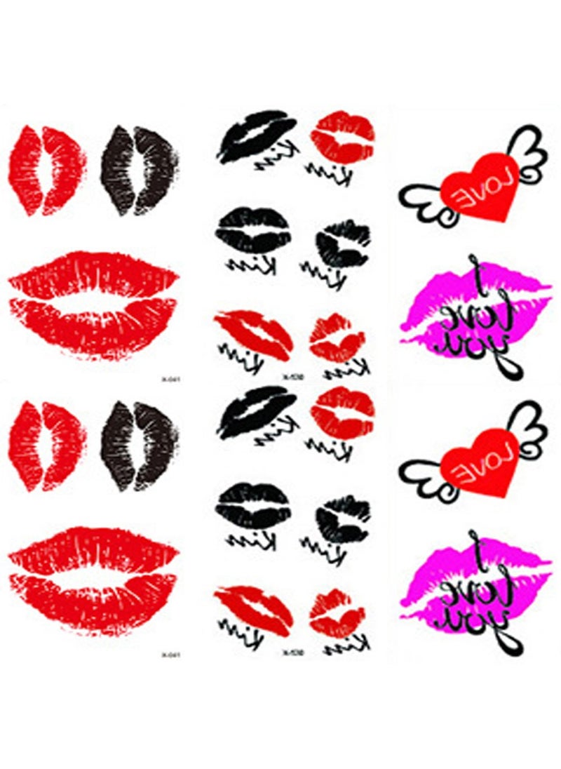 Yesallwas Yesallwas 6 Sheet cute Temporary Tattoo Sticker Fake Tattoos for Women Girls Models, Long Lasting Body Art Makeup red lip temporary tattoos 