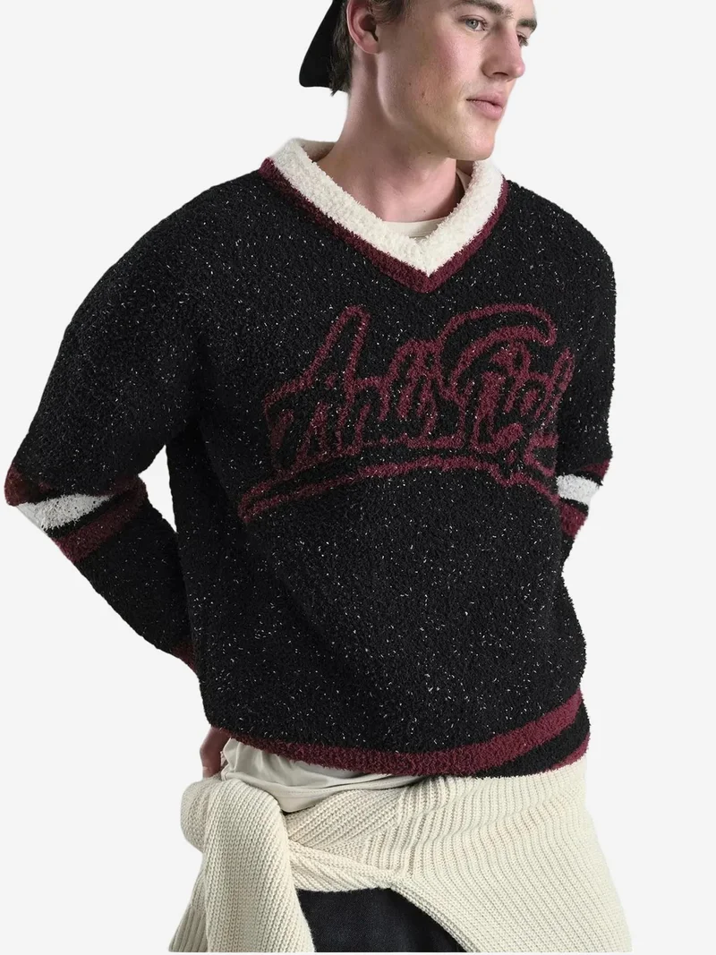 Giesto GIESTO Oversized V-Neck Plush Sweater