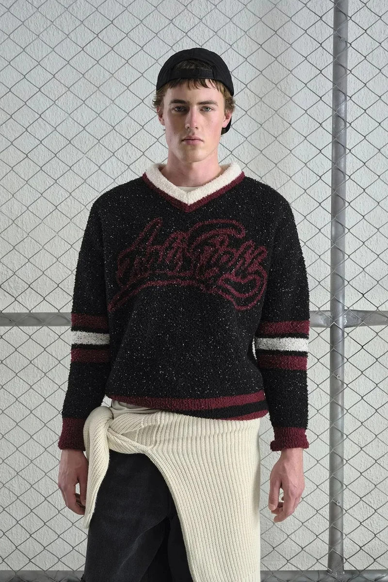 Giesto Black GIESTO Oversized V-Neck Plush Sweater for Men | Best Price UAE
