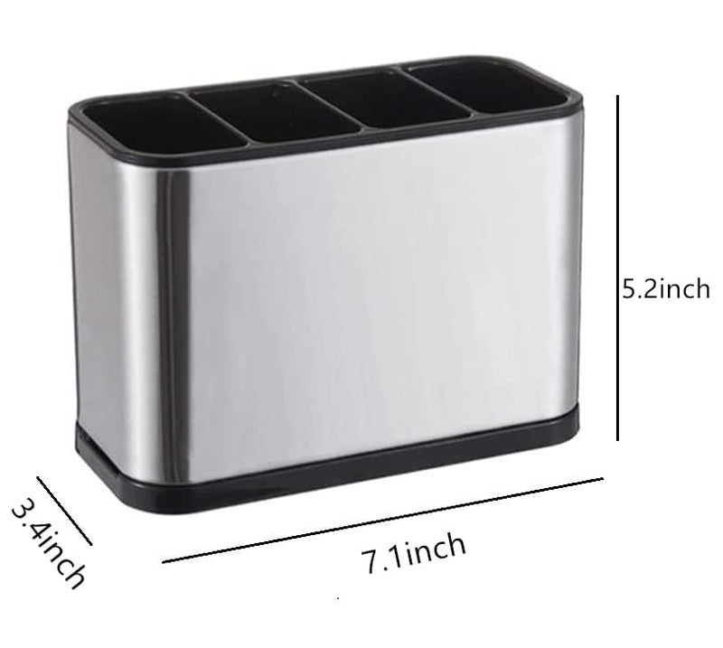 FEBLICH Stainless Steel Cutlery Drainer Kitchen Sink Silverware Caddy Utensils Drying Rack Basket Cutlery Organiser Kitchen Cutlery Storage Stand With 4 Divided Compartments For Dining Table Spoon Chopsticks  - Image 5