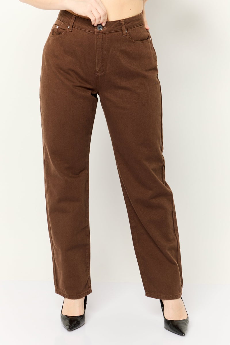 Karl Lagerfeld Women Regular Fit Plain Non Stretchable Denim Jeans, Brown - Image 1