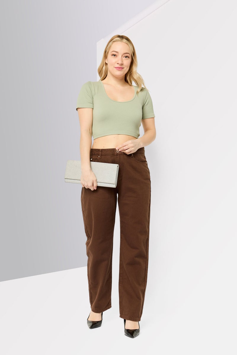 Karl Lagerfeld Women Regular Fit Plain Non Stretchable Denim Jeans, Brown - Image 2
