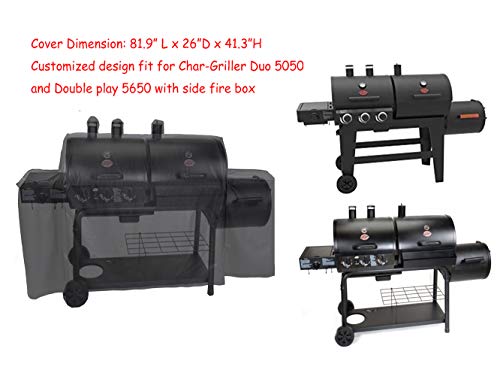 ProHome Direct Heavy Duty Waterproof Grill Cover for Char-Griller Duo 5050/5650 Double Play with Side Fire Box - Image 2
