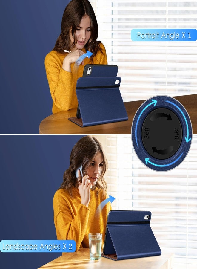 دتو حافظة DTTO الدوارة لجهاز iPad (A16) الجيل الحادي عشر 11 بوصة 2025، iPad الجيل العاشر 10.9 بوصة 2022، غطاء فوليو جلدي فاخر يدور 360 درجة مع حامل قلم رصاص، أزرق داكن - Image 5
