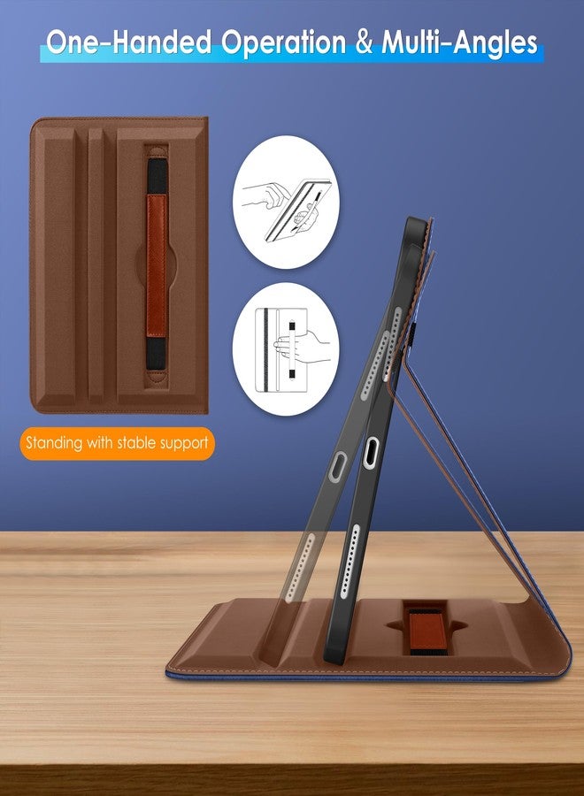 دتو حافظة DTTO الدوارة لجهاز iPad (A16) الجيل الحادي عشر 11 بوصة 2025، iPad الجيل العاشر 10.9 بوصة 2022، غطاء فوليو جلدي فاخر يدور 360 درجة مع حامل قلم رصاص، أزرق داكن - Image 3
