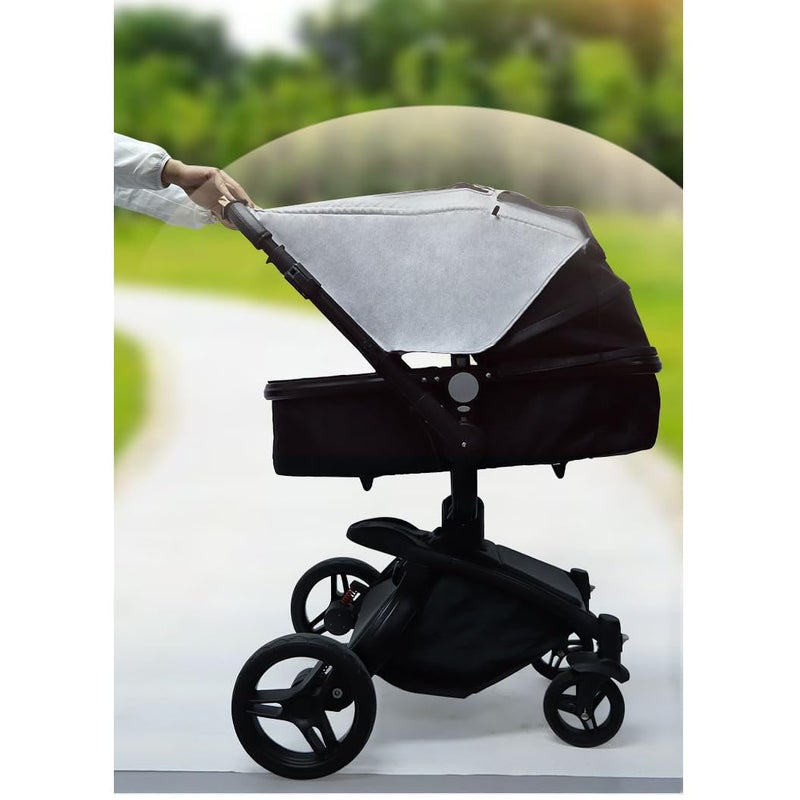 LLUFO Stroller Sun Shade Universal Baby Stroller Cover for Sun Bassinet Blackout Cover 06m Sunshade Visor Wind Cover Blocks Suns Rays  Gray - Image 2