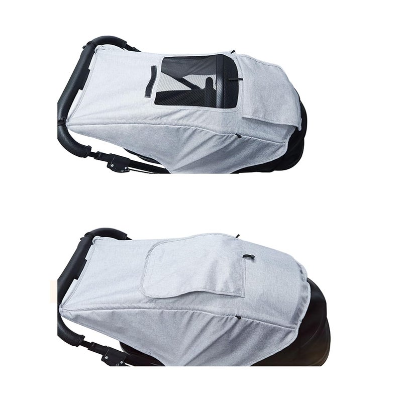 LLUFO Stroller Sun Shade Universal Baby Stroller Cover for Sun Bassinet Blackout Cover 06m Sunshade Visor Wind Cover Blocks Suns Rays  Gray - Image 5