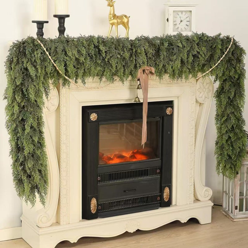 Christmas Pine Cypress Leaf Rattan Christmas Pine Needle Wreath Soft Rubber Feel Norfolk Pine Cypress Rattan - Image 4