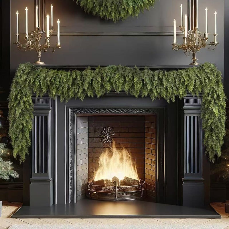 Christmas Pine Cypress Leaf Rattan Christmas Pine Needle Wreath Soft Rubber Feel Norfolk Pine Cypress Rattan - Image 3
