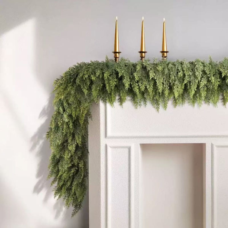 Christmas Pine Cypress Leaf Rattan Christmas Pine Needle Wreath Soft Rubber Feel Norfolk Pine Cypress Rattan - Image 2