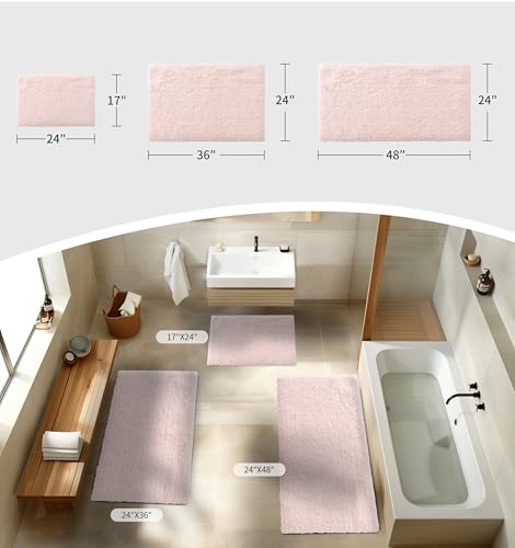 Disolla Pink Bathroom Rug 24x36 Non Slip Fluffy Bath Mat for Bathroom Floor Washable Plush Luxury Bath Rug for Tub Soft Shaggy Absorbent Shower Sink Mat - Image 4