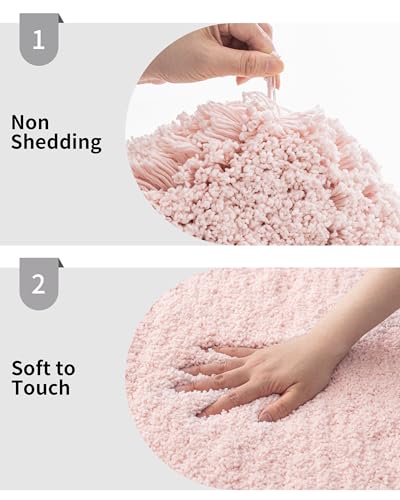 Disolla Pink Bathroom Rug 24x36 Non Slip Fluffy Bath Mat for Bathroom Floor Washable Plush Luxury Bath Rug for Tub Soft Shaggy Absorbent Shower Sink Mat - Image 5