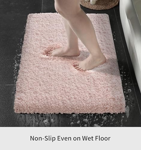 Disolla Pink Bathroom Rug 24x36 Non Slip Fluffy Bath Mat for Bathroom Floor Washable Plush Luxury Bath Rug for Tub Soft Shaggy Absorbent Shower Sink Mat - Image 3