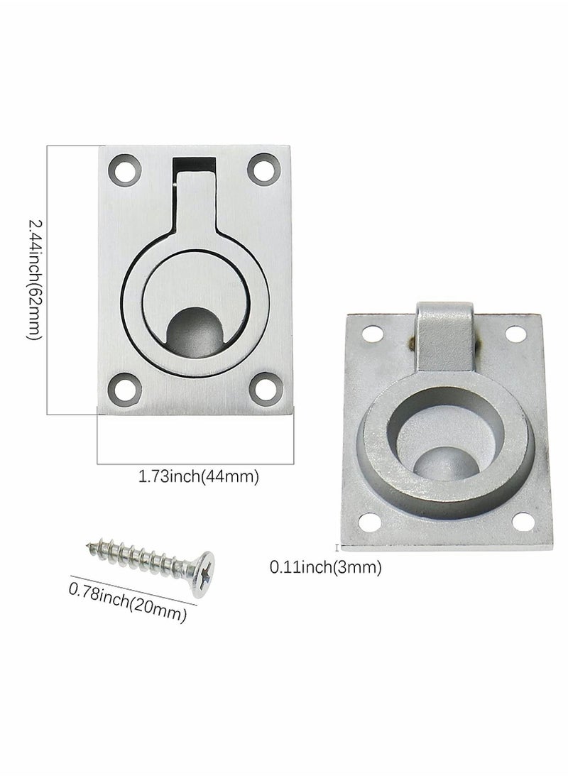 Generic Square Flush Pull Ring Handles, 2 Pack Stainless Steel Hidden Recessed Furniture Handle, Recessed Boat Hatch Latch Cabinet Flush Mount Lifting Ring Pull Handle (2.44 x 1.73 Inch)  - Image 2