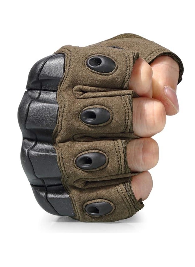 Generic Nylon Men's Tactical Gloves, Hard Shell Knuckle Protection Motorcycle Gloves, Suitable for Outdoor Work Riding, Rock Climbing Training, Breathable, Green  - Image 2