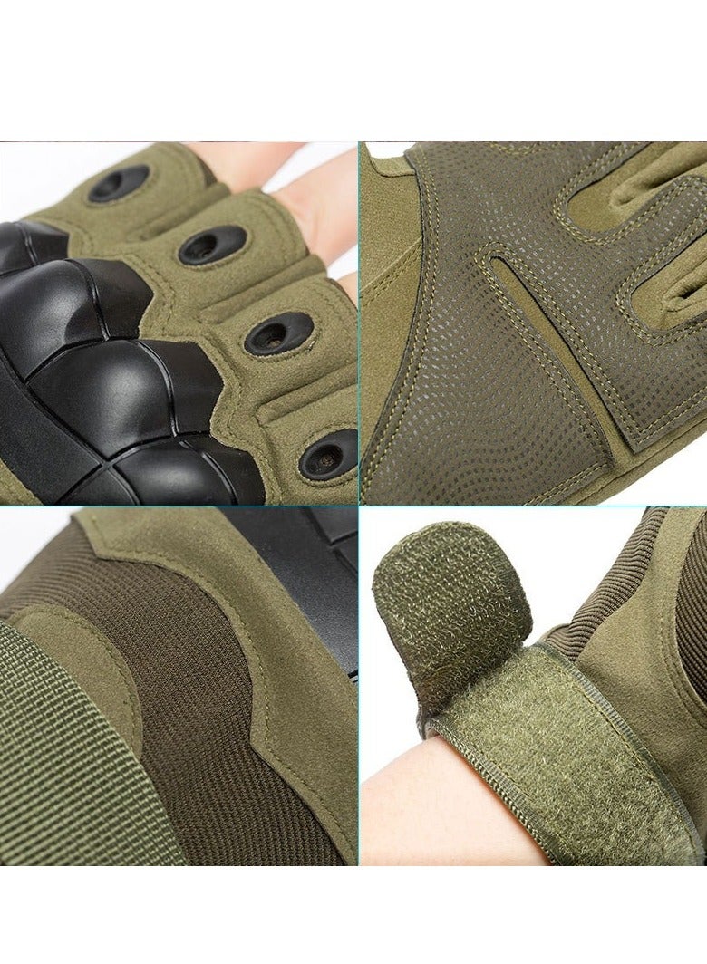 Generic Nylon Men's Tactical Gloves, Hard Shell Knuckle Protection Motorcycle Gloves, Suitable for Outdoor Work Riding, Rock Climbing Training, Breathable, Green  - Image 3