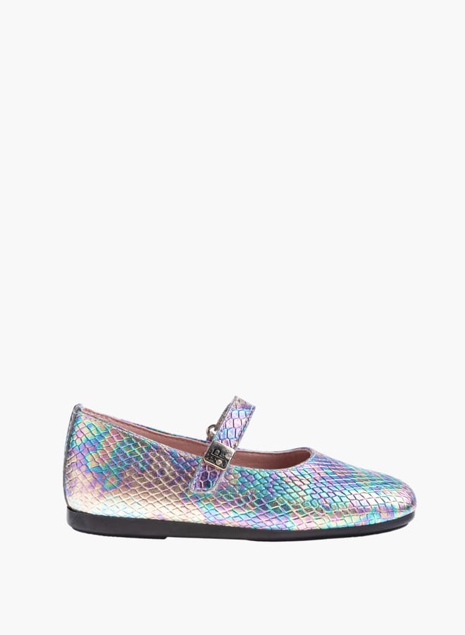 Pablosky Girls' Iridescent Textured Mary Jane Shoes With Hook And Loop Closure - Image 2