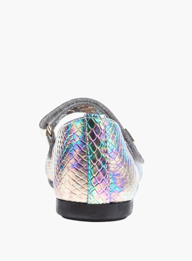 Pablosky Girls' Iridescent Textured Mary Jane Shoes With Hook And Loop Closure - Image 5