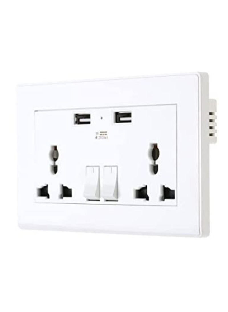 QUESERA Universal Plug Socket Usb Wall Switch Socket 3 Holes Dual Usb Port Power Charger Outlet Panel - Image 1