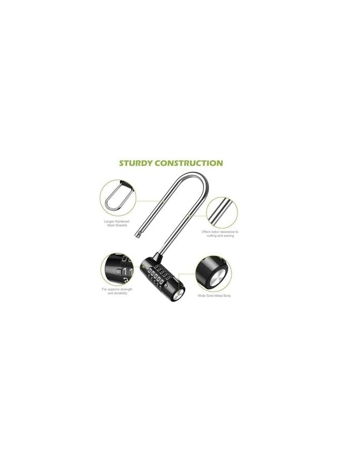 PROMASS Palm size U-shaped Locker Cabinet Door Handles Combination Lock, 5-Digit Password, Zinc Alloy, Black - Image 3