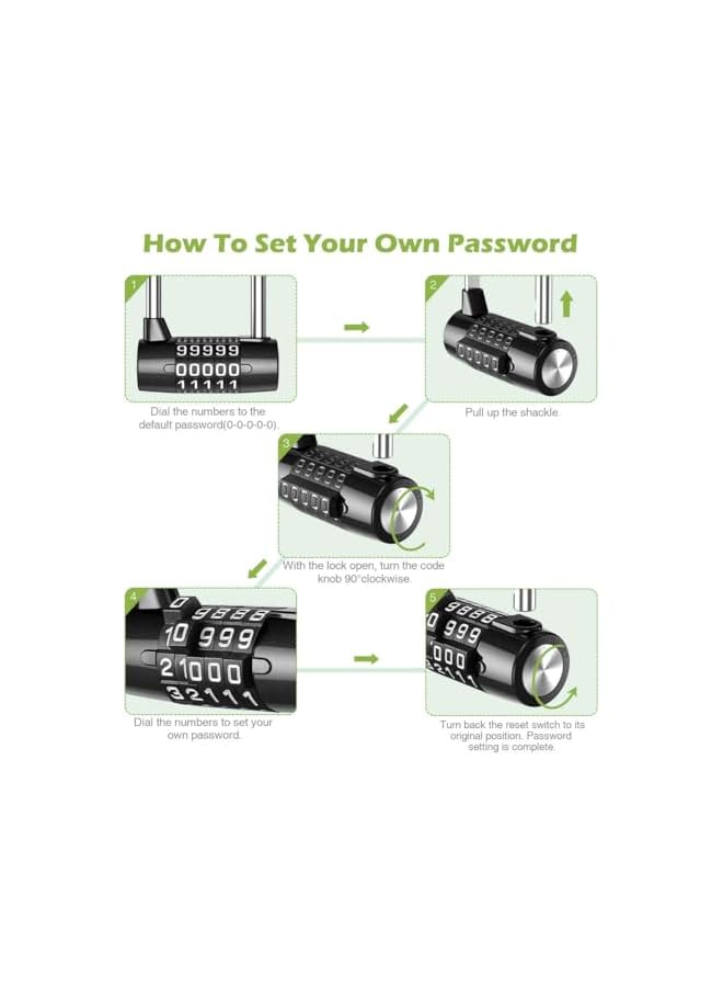 PROMASS Palm size U-shaped Locker Cabinet Door Handles Combination Lock, 5-Digit Password, Zinc Alloy, Black - Image 4