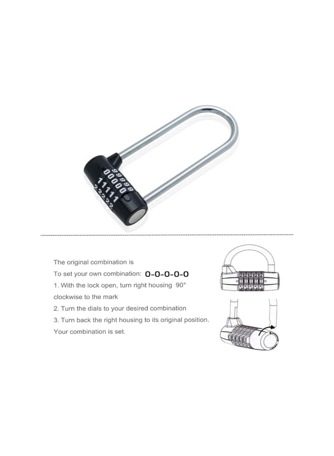 PROMASS Palm size U-shaped Locker Cabinet Door Handles Combination Lock, 5-Digit Password, Zinc Alloy, Black - Image 5