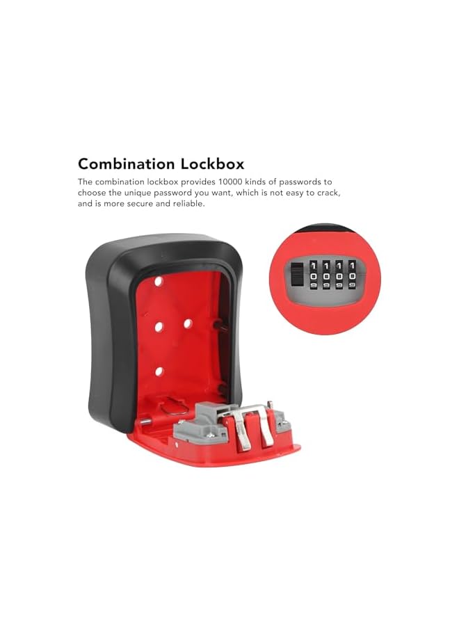 PROMASS PROMASS Key Lock Box, Proof Wall Mounted ABS Higher Security Combination Lockbox for Garages Emergency Entrances (Red (Without Dust Cover))  - Image 3