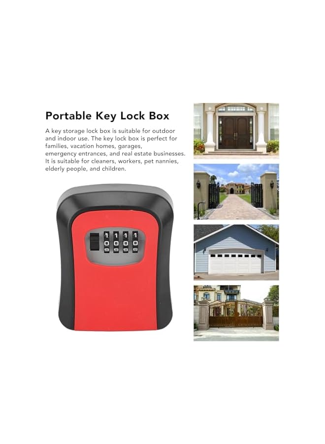 PROMASS PROMASS Key Lock Box, Proof Wall Mounted ABS Higher Security Combination Lockbox for Garages Emergency Entrances (Red (Without Dust Cover))  - Image 4