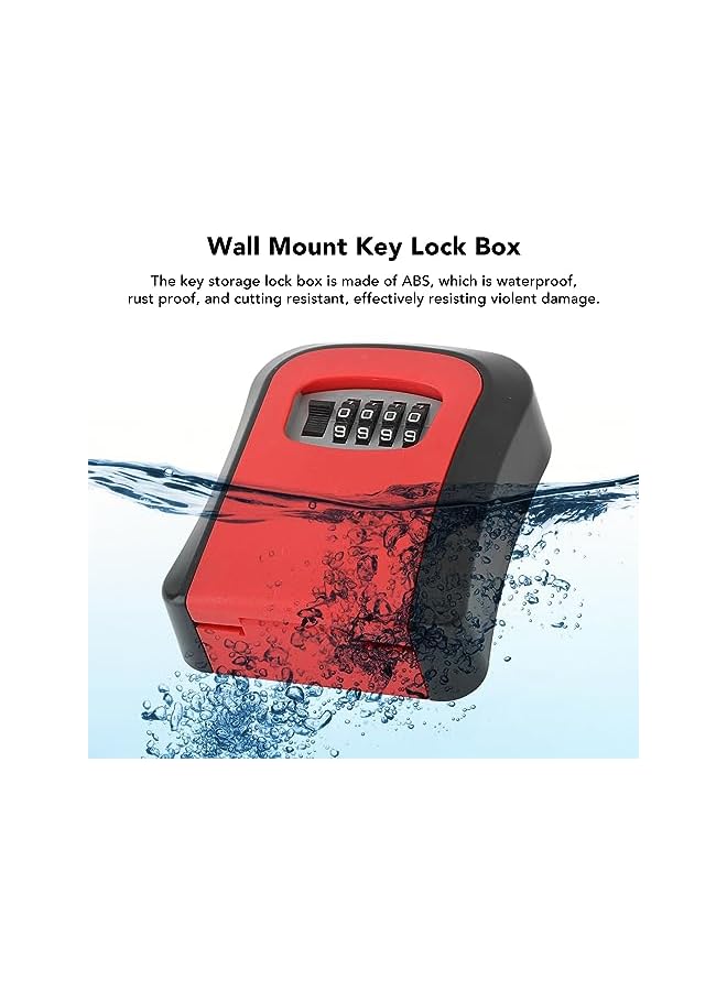 PROMASS PROMASS Key Lock Box, Proof Wall Mounted ABS Higher Security Combination Lockbox for Garages Emergency Entrances (Red (Without Dust Cover))  - Image 2