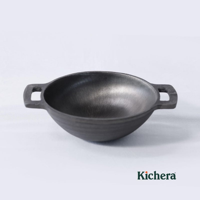 Kichera Pre Seasoned Cast Iron Smooth Kadai Nonstick Iron kadhai 100 Pure ToxinFree No Chemical Coating 7inch - Image 2