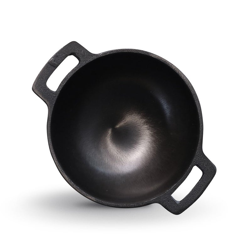 Kichera Pre Seasoned Cast Iron Smooth Kadai Nonstick Iron kadhai 100 Pure ToxinFree No Chemical Coating 7inch - Image 1