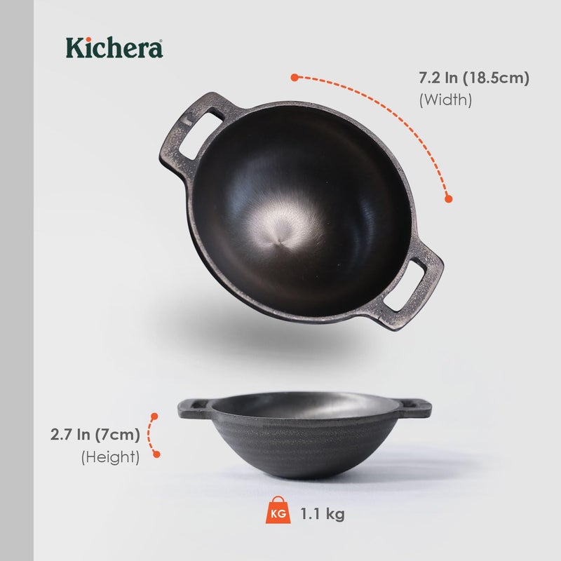 Kichera Pre Seasoned Cast Iron Smooth Kadai Nonstick Iron kadhai 100 Pure ToxinFree No Chemical Coating 7inch - Image 4