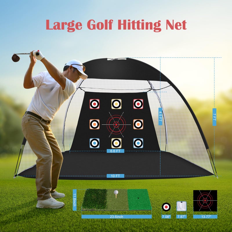 G2 GO2GETHER Golf Net, 10 x 7ft Golf Practice Net with Mat for Backyard, Upgraded 420D Oxford Cloth,210G Net for Hitting,Driving for Indoor&Outdoorr - Image 4