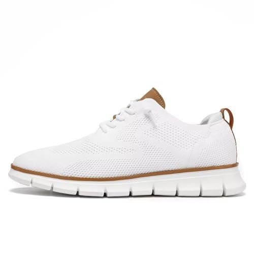 Kvovzo Men's Walking Tennis Casual Shoes Fashion Dress Sneakers Mesh Business Oxfords Work Lightweight Soft Sole Zapatos White - Image 2