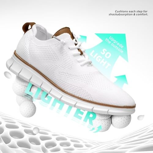 Kvovzo Men's Walking Tennis Casual Shoes Fashion Dress Sneakers Mesh Business Oxfords Work Lightweight Soft Sole Zapatos White - Image 4