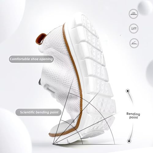 Kvovzo Men's Walking Tennis Casual Shoes Fashion Dress Sneakers Mesh Business Oxfords Work Lightweight Soft Sole Zapatos White - Image 3