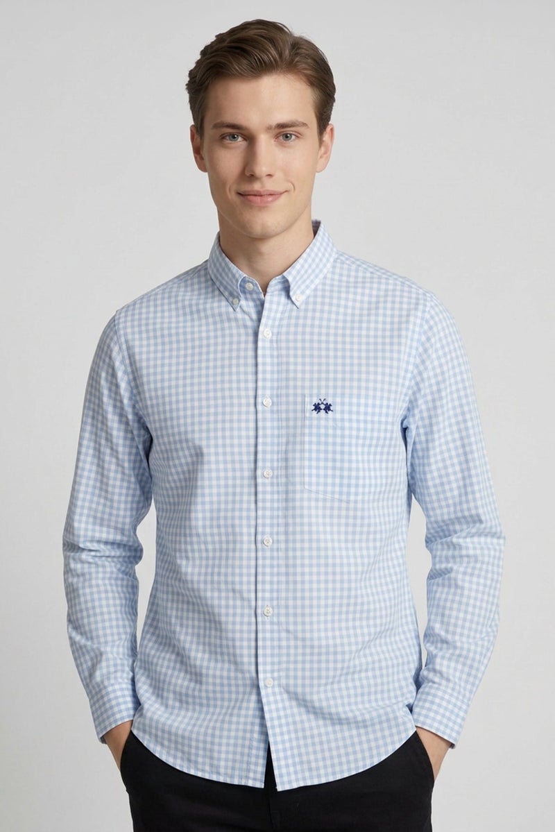 La Martina Men Slim Fit Checkered Long Sleeve Casual Shirt, Multicolor - Image 1