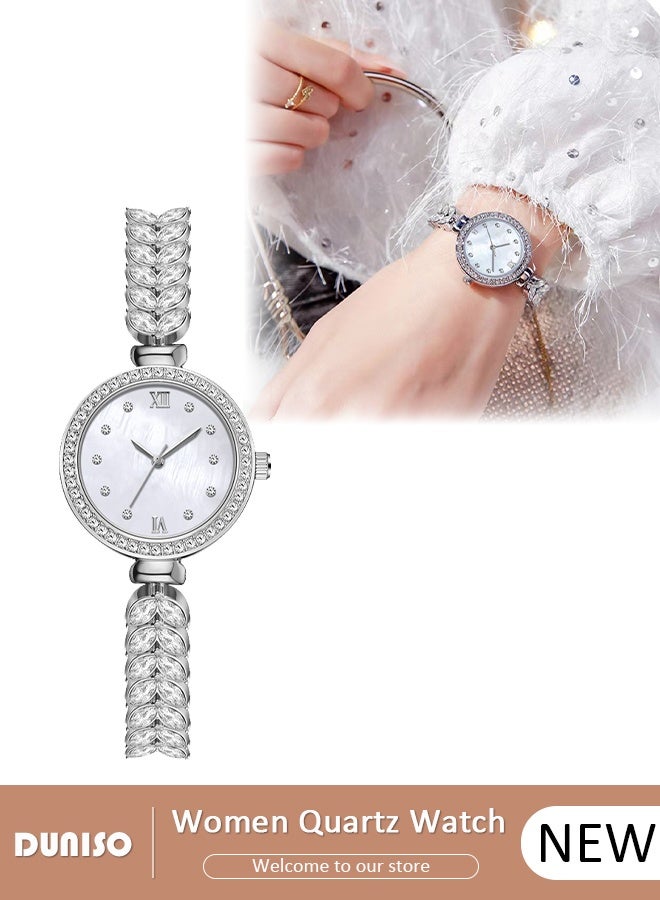 DUNISO Women's bracelet watch, compact and simple quartz watch, fashionable round watch, pointer-style retro exquisite watch, mermaid bracelet watch - Image 1
