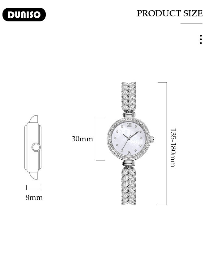 DUNISO Women's bracelet watch, compact and simple quartz watch, fashionable round watch, pointer-style retro exquisite watch, mermaid bracelet watch - Image 5