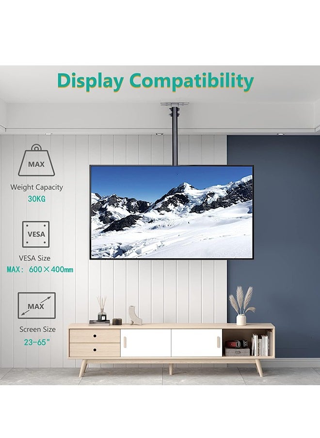 Generic - Tilting Ceiling TV Mount Bracket Roof VESA Wall Mount for 23-65 Inch Oled Led Qled TVs with Adjustable Arm Load up to 30KG Max VESA 600×400mm - Image 1